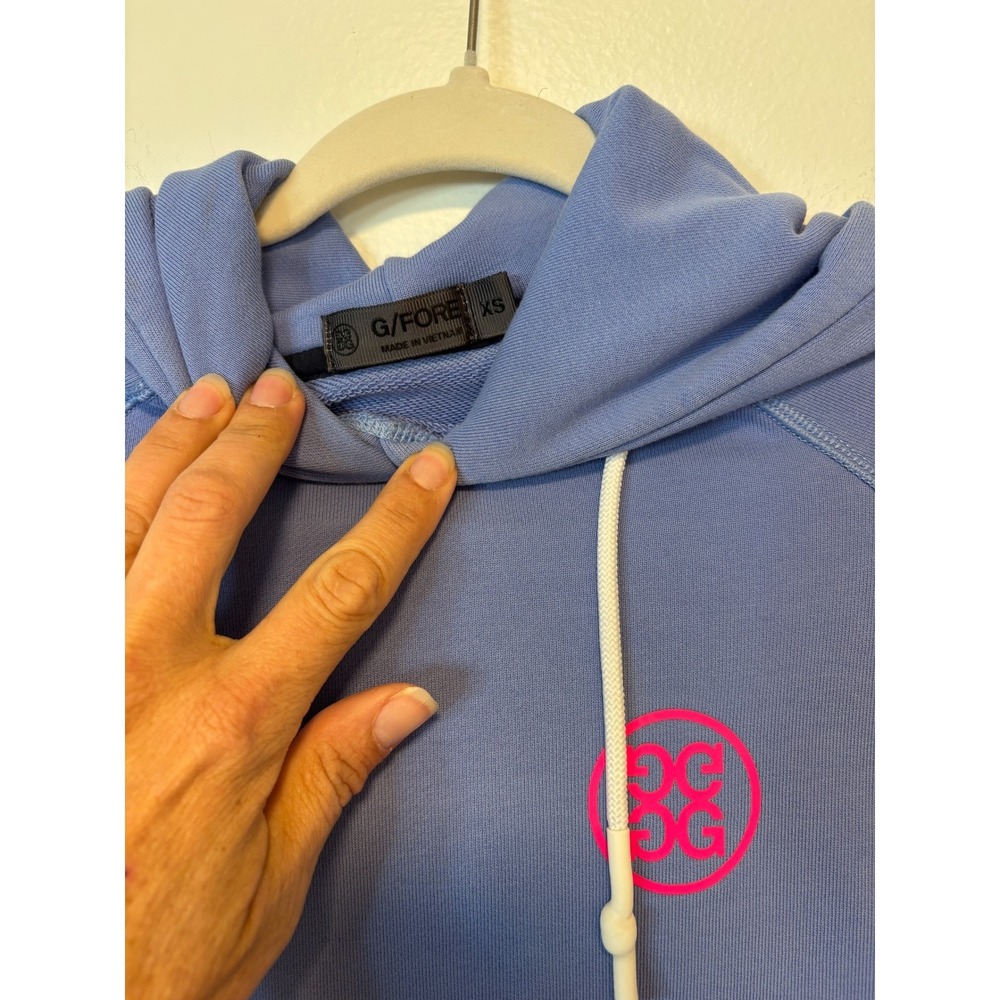 G/FORE Womens Pray For Birdies Graphic Sleeve Golf Hoodie Blue XS - Picture 4 of 5